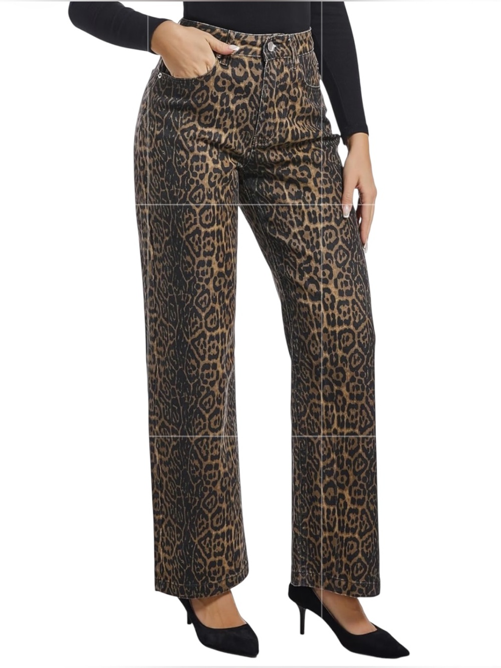 NWT Women’s Ettelo Coffee Leopard Print Jeans. Size 12.